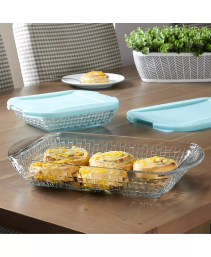 Anchor Hocking Basketweave Embossed 4 - Piece Bakeware Bundle - Kidsy