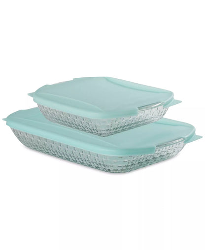 Anchor Hocking Basketweave Embossed 4 - Piece Bakeware Bundle - Kidsy