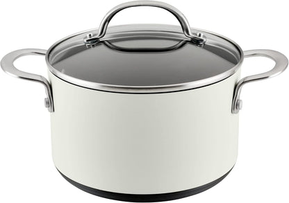 Anolon Achieve Hard Anodized Nonstick Saucepot with Lid, 4 Quart (Cream) - Kidsy