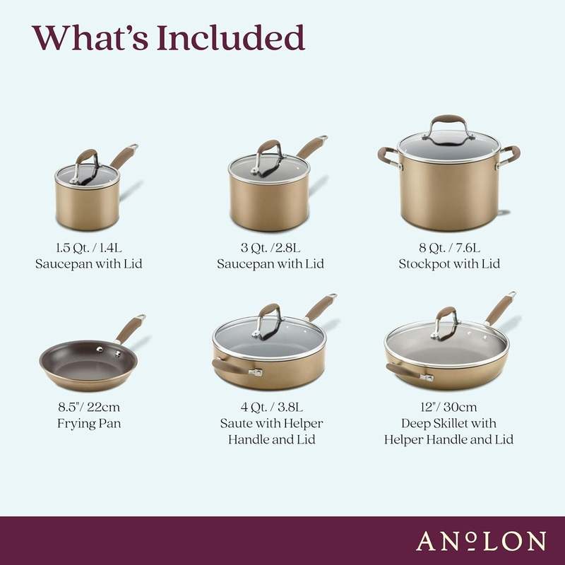 Anolon Advanced Home Hard - Anodized Nonstick Cookware (Bronze) - Kidsy