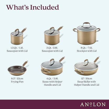Anolon Advanced Home Hard - Anodized Nonstick Cookware (Bronze) - Kidsy
