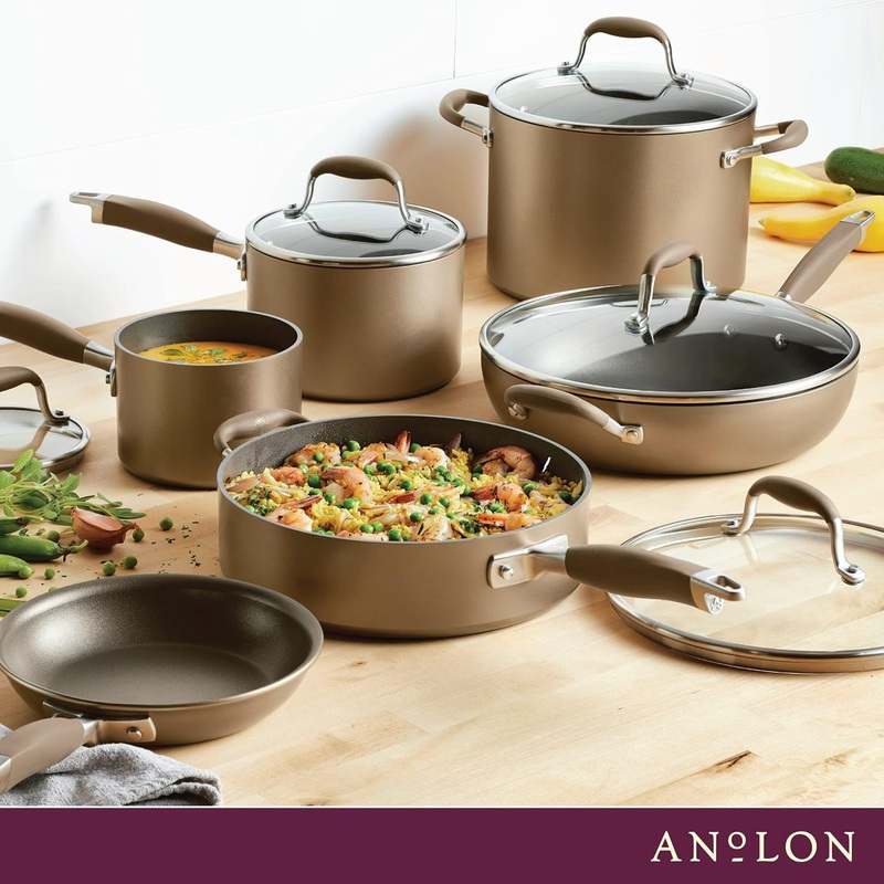 Anolon Advanced Home Hard - Anodized Nonstick Cookware (Bronze) - Kidsy
