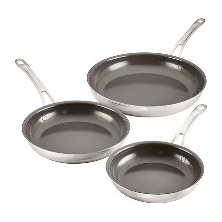 Anolon EverLast Ceramic Nonstick Frypan Set, 3 - Piece (Stainless Steel) - Kidsy