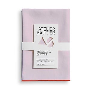 Atelier Saucier Blush & Orange Linen Napkins, Set of 4 (Pink) - Kidsy
