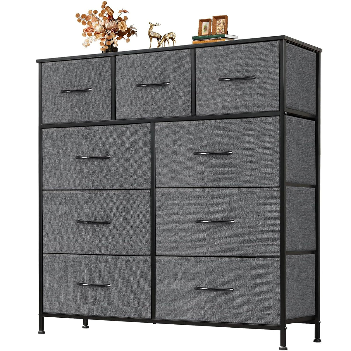Atilioo Dresser for Bedroom with 9 Drawers Anti - Tip Fabric Storage Tower (Grey) - Kidsy