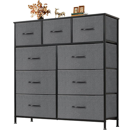 Atilioo Dresser for Bedroom with 9 Drawers Anti - Tip Fabric Storage Tower (Grey) - Kidsy