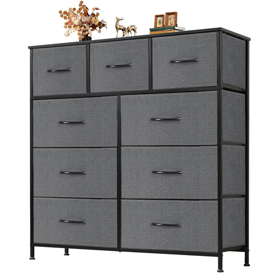 Atilioo Dresser for Bedroom with 9 Drawers Anti - Tip Fabric Storage Tower (Grey) - Kidsy