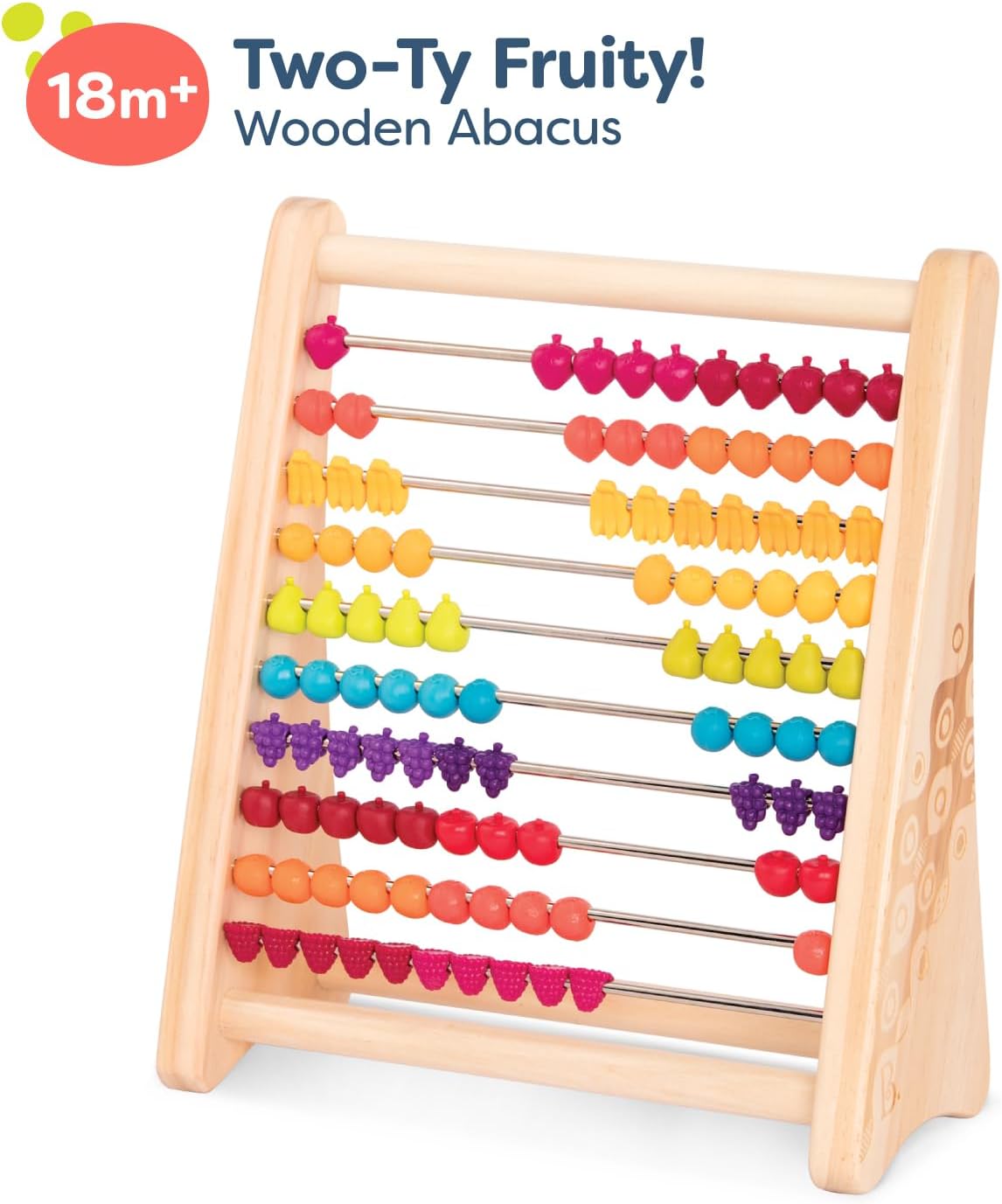 B. Toys Fruity Wooden Abacus Counting Toy (100 Beads) - Kidsy