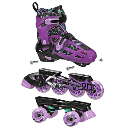 Roller Derby Lomond Girls Adjustable Inline-Quad Combo Skates (Size 3-6)