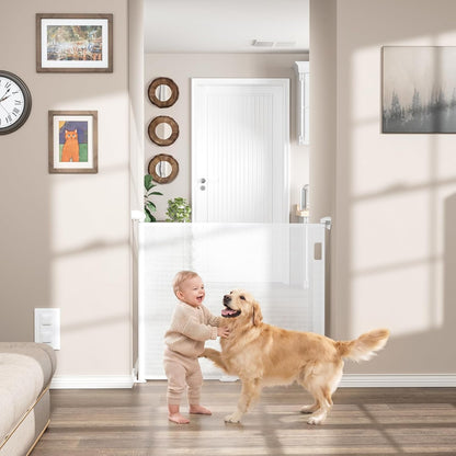 Babepai Retractable Baby & Dog Gate, 34 in Tall x 54 in Wide (White) - Kidsy