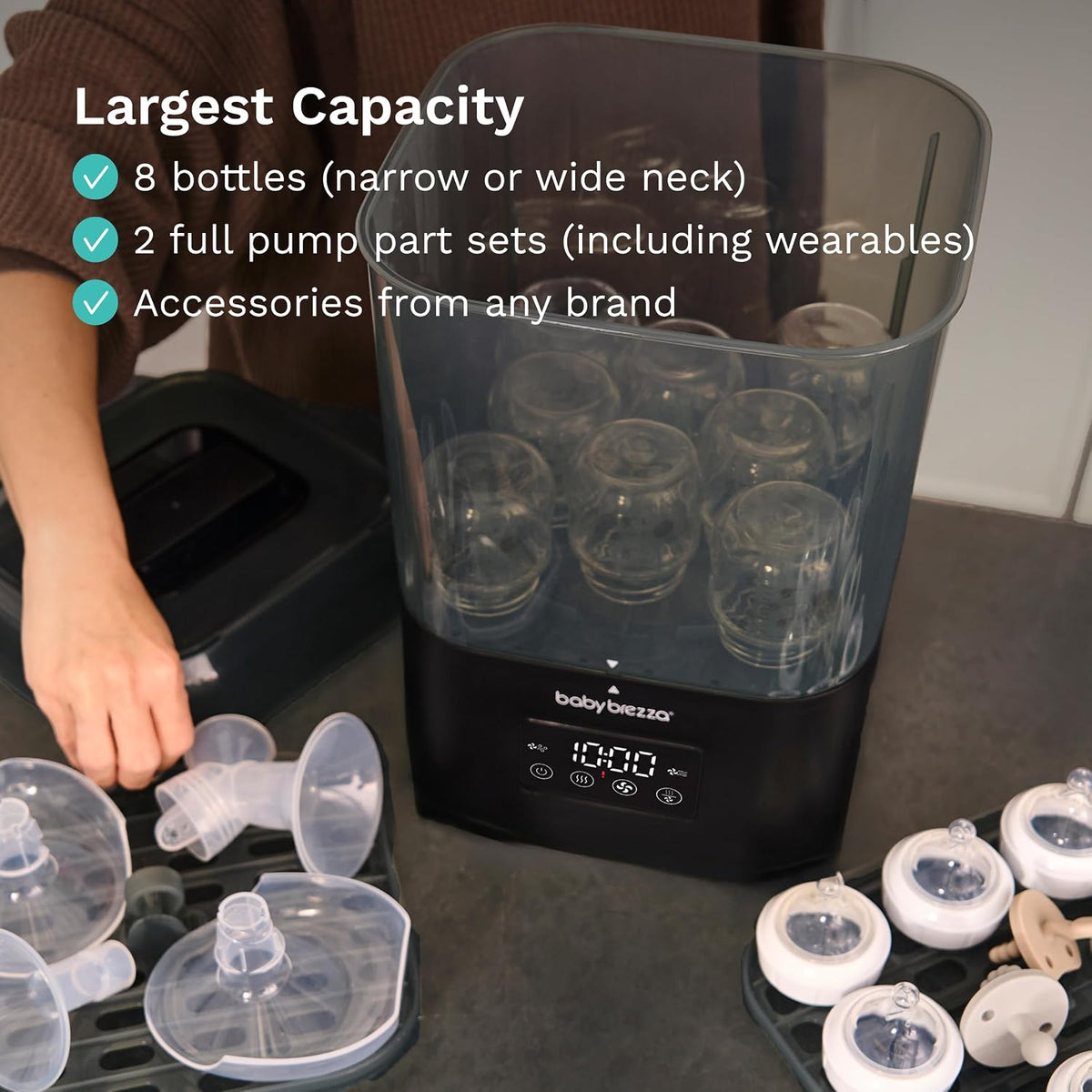 Baby Brezza SuperQuick Bottle Sterilizer & Dryer (Matte Black) - Kidsy