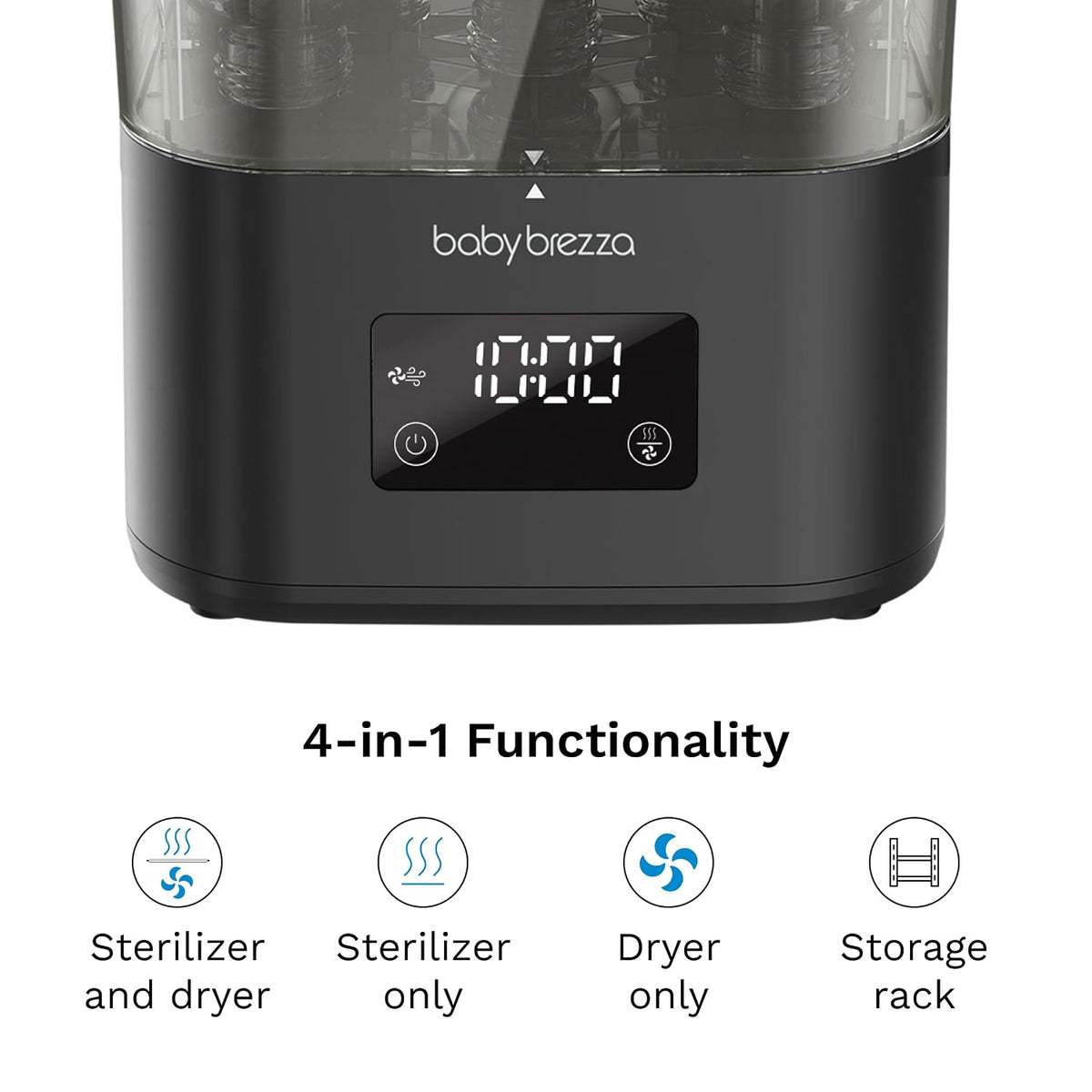 Baby Brezza SuperQuick Bottle Sterilizer & Dryer (Matte Black) - Kidsy