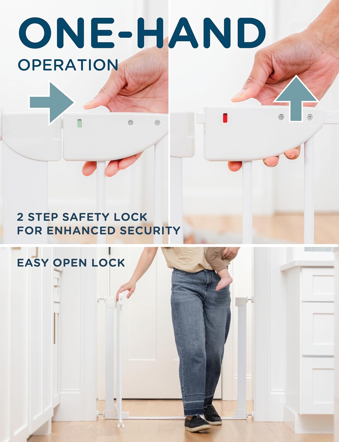 Baby Delight 26.75-29.5" SizeWise™ Metal Pressure Mounted Baby & Pet Gate (White) - Kidsy