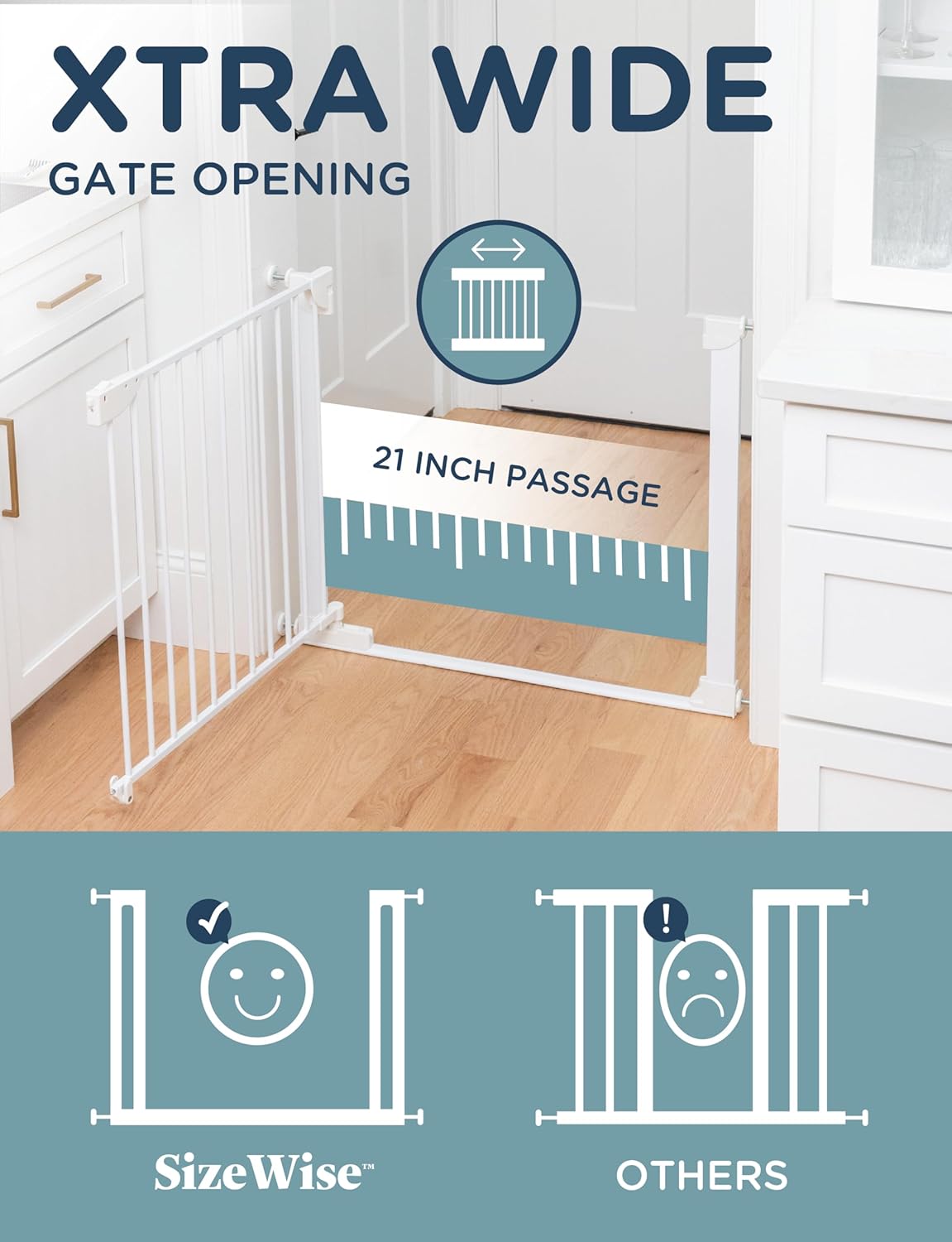 Baby Delight 26.75-29.5" SizeWise™ Metal Pressure Mounted Baby & Pet Gate (White) - Kidsy