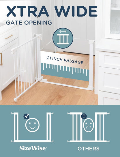 Baby Delight 26.75-29.5" SizeWise™ Metal Pressure Mounted Baby & Pet Gate (White) - Kidsy