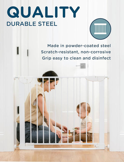Baby Delight 26.75-29.5" SizeWise™ Metal Pressure Mounted Baby & Pet Gate (White) - Kidsy