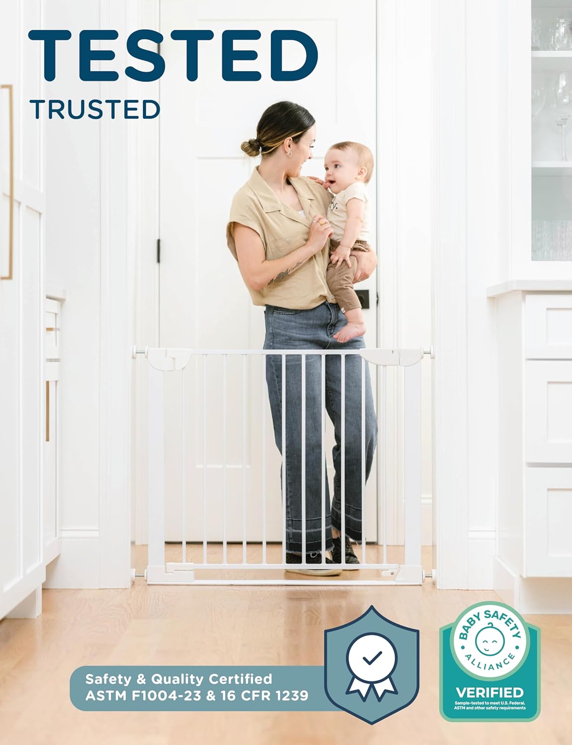 Baby Delight 26.75-29.5" SizeWise™ Metal Pressure Mounted Baby & Pet Gate (White) - Kidsy