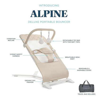 Baby Delight Alpine Deluxe Portable Bouncer (Organic Oat) - Kidsy