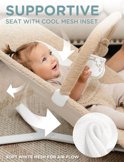 Baby Delight Alpine Deluxe Portable Bouncer (Tan Sherpa) - Kidsy