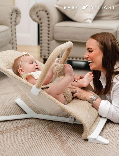 Baby Delight Alpine Deluxe Portable Bouncer (Tan Sherpa) - Kidsy