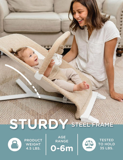 Baby Delight Alpine Deluxe Portable Bouncer (Tan Sherpa) - Kidsy