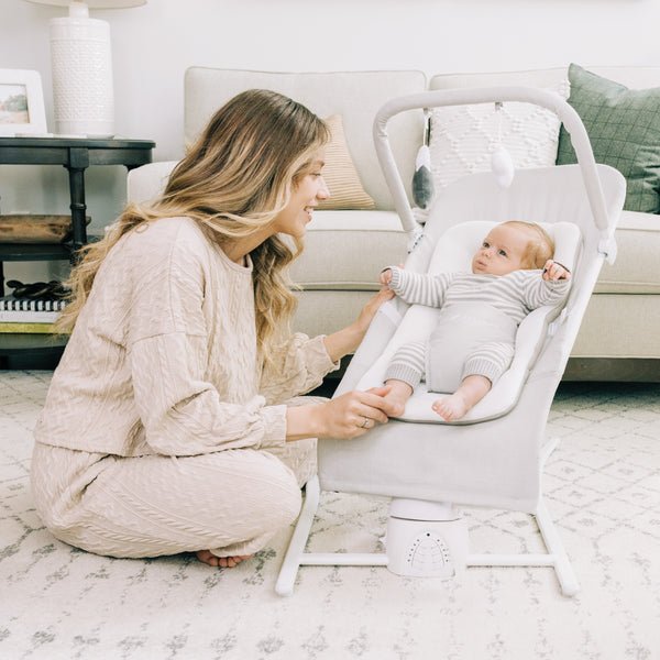 Baby Delight Alpine Wave Deluxe Portable Bouncer (Driftwood Grey) - Kidsy