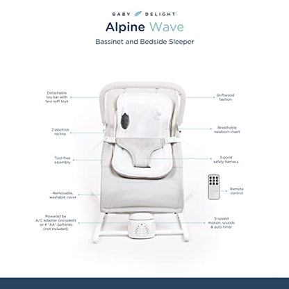 Baby Delight Alpine Wave Deluxe Portable Bouncer (Driftwood Grey) - Kidsy
