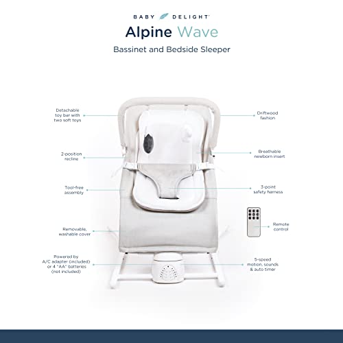Baby Delight Alpine Wave Deluxe Portable Bouncer (Driftwood Grey) - Kidsy