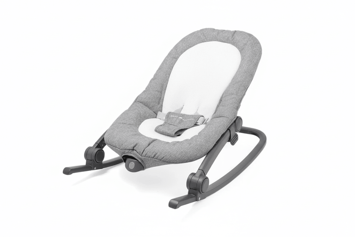 Baby Delight Aura Deluxe Bouncer & Rocker, Quilted Charcoal Tweed (Grey) - Kidsy
