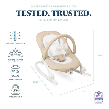 Baby Delight Aura Deluxe Portable Rocker Infant Seat (Quilted Organic Oat) - Kidsy