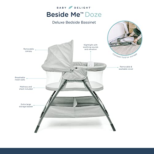 Baby Delight Beside Me Doze Deluxe Bassinet (Pebble Grey) - Kidsy