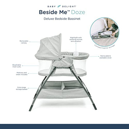 Baby Delight Beside Me Doze Deluxe Bassinet (Pebble Grey) - Kidsy