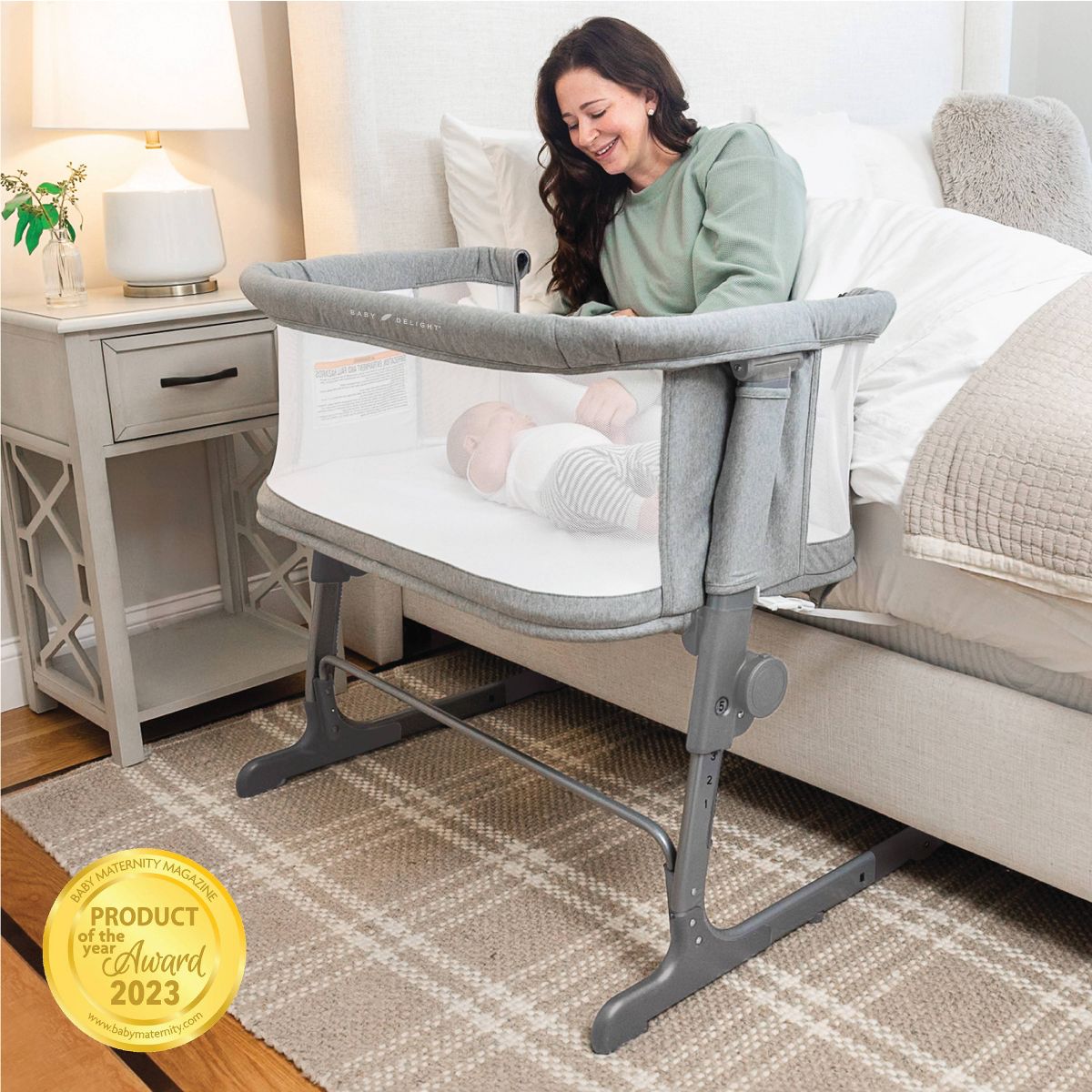 Baby Delight Beside Me Dreamer Bassinet & Bedside Sleeper (Soft Heathered Gray) - Kidsy