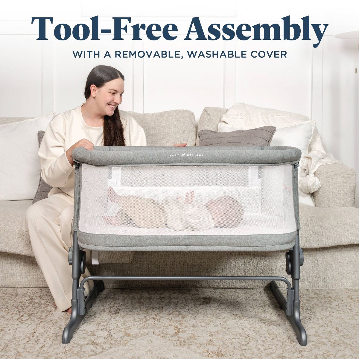 Baby Delight Beside Me Dreamer Bassinet & Bedside Sleeper (Soft Heathered Gray) - Kidsy