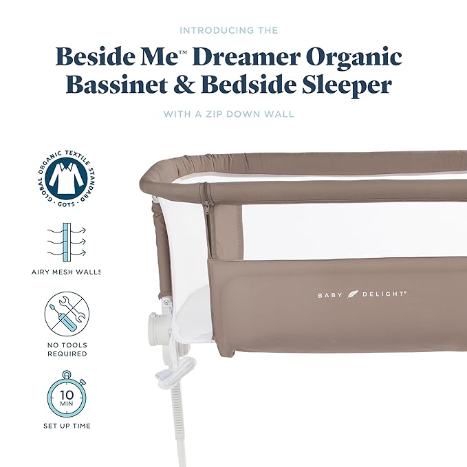 Baby Delight Beside Me Dreamer Bassinet (Organic Mocha) - Kidsy