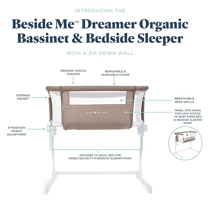 Baby Delight Beside Me Dreamer Bassinet (Organic Mocha) - Kidsy