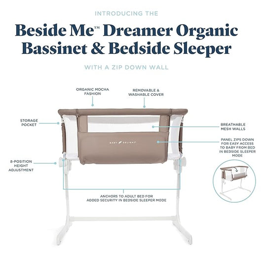 Baby Delight Beside Me Dreamer Bassinet (Organic Mocha) - Kidsy