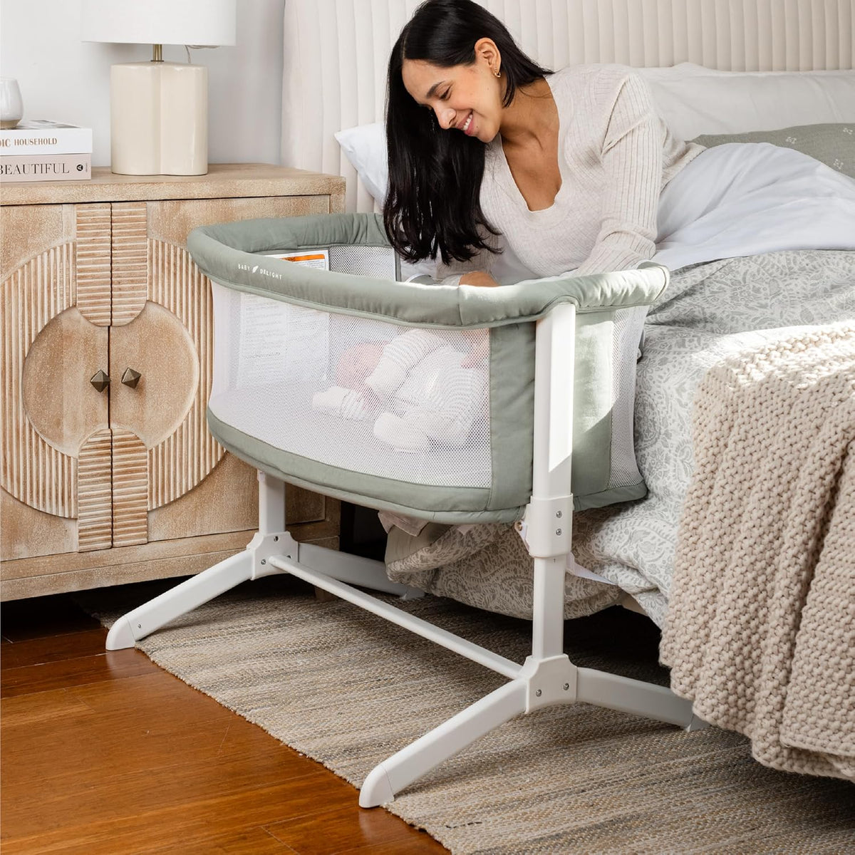 Baby Delight Beside Me Serenity Bassinet & Bedside Sleeper (Organic Sage) - Kidsy