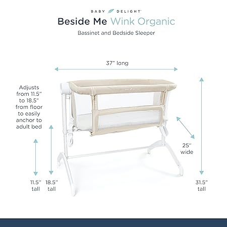 Baby Delight Beside Me Wink Organic Bassinet Bedside Sleeper (Organic Oat) - Kidsy