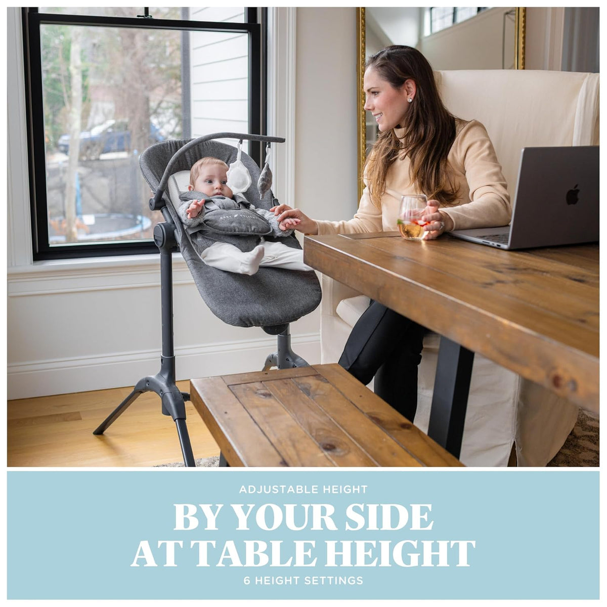 Baby Delight Bloom Baby Seat & Lounger with Sounds & Vibrations (Charcoal Tweed) - Kidsy