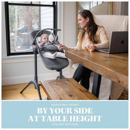 Baby Delight Bloom Baby Seat & Lounger with Sounds & Vibrations (Charcoal Tweed) - Kidsy