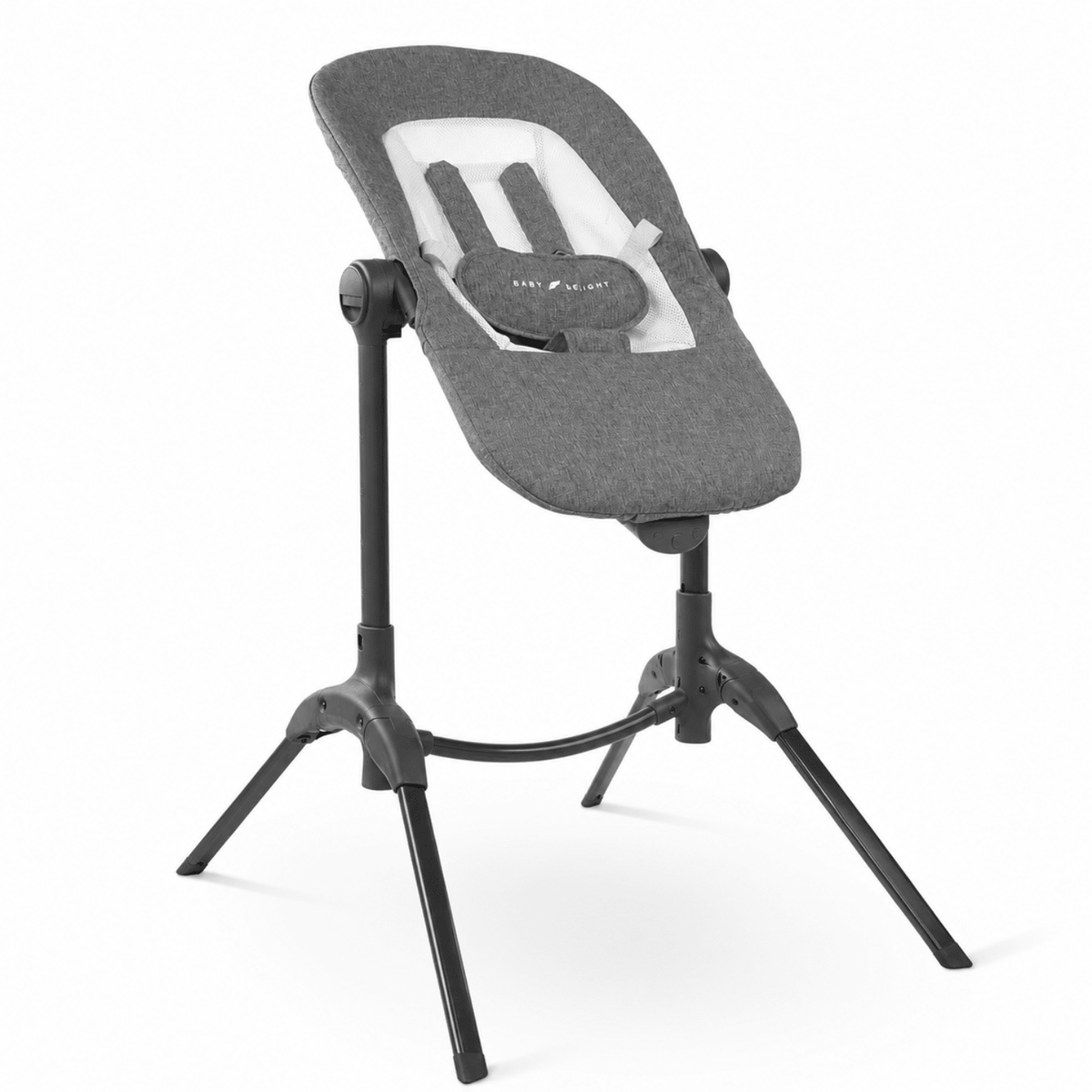 Baby Delight Bloom Baby Seat & Lounger with Sounds & Vibrations (Charcoal Tweed) - Kidsy
