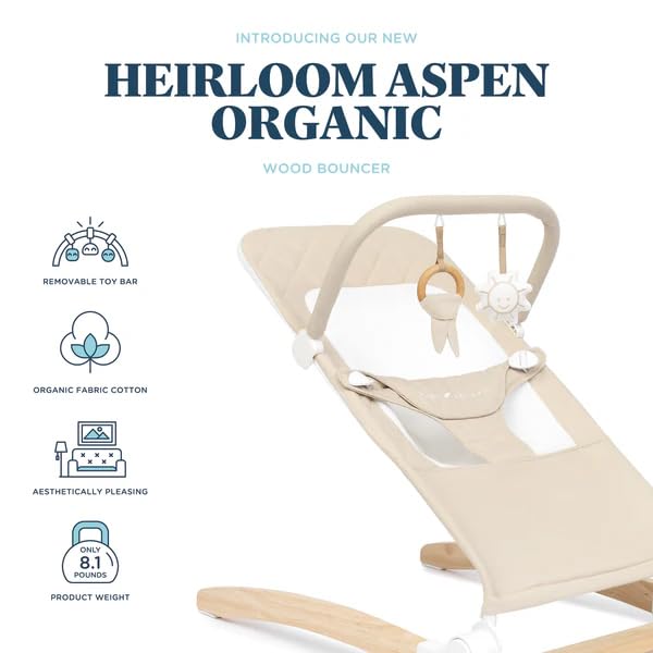 Baby Delight Heirloom Aspen Wooden Baby Bouncer (Organic Oat) - Kidsy