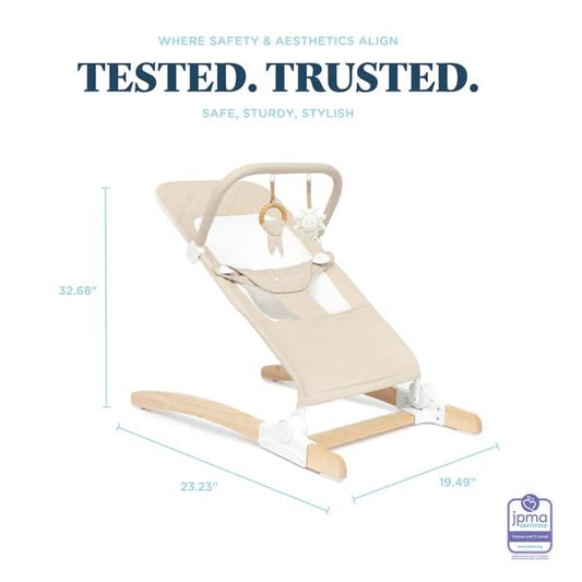 Baby Delight Heirloom Aspen Wooden Baby Bouncer (Organic Oat) - Kidsy
