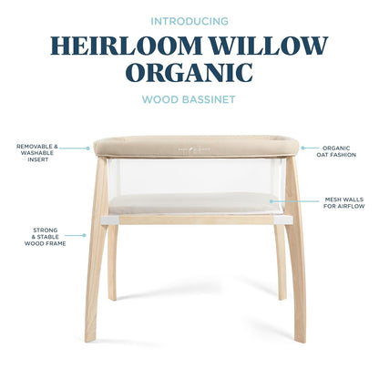 Baby Delight Heirloom Willow Wooden Bassinet Bedside Sleeper (Organic Oat) - Kidsy
