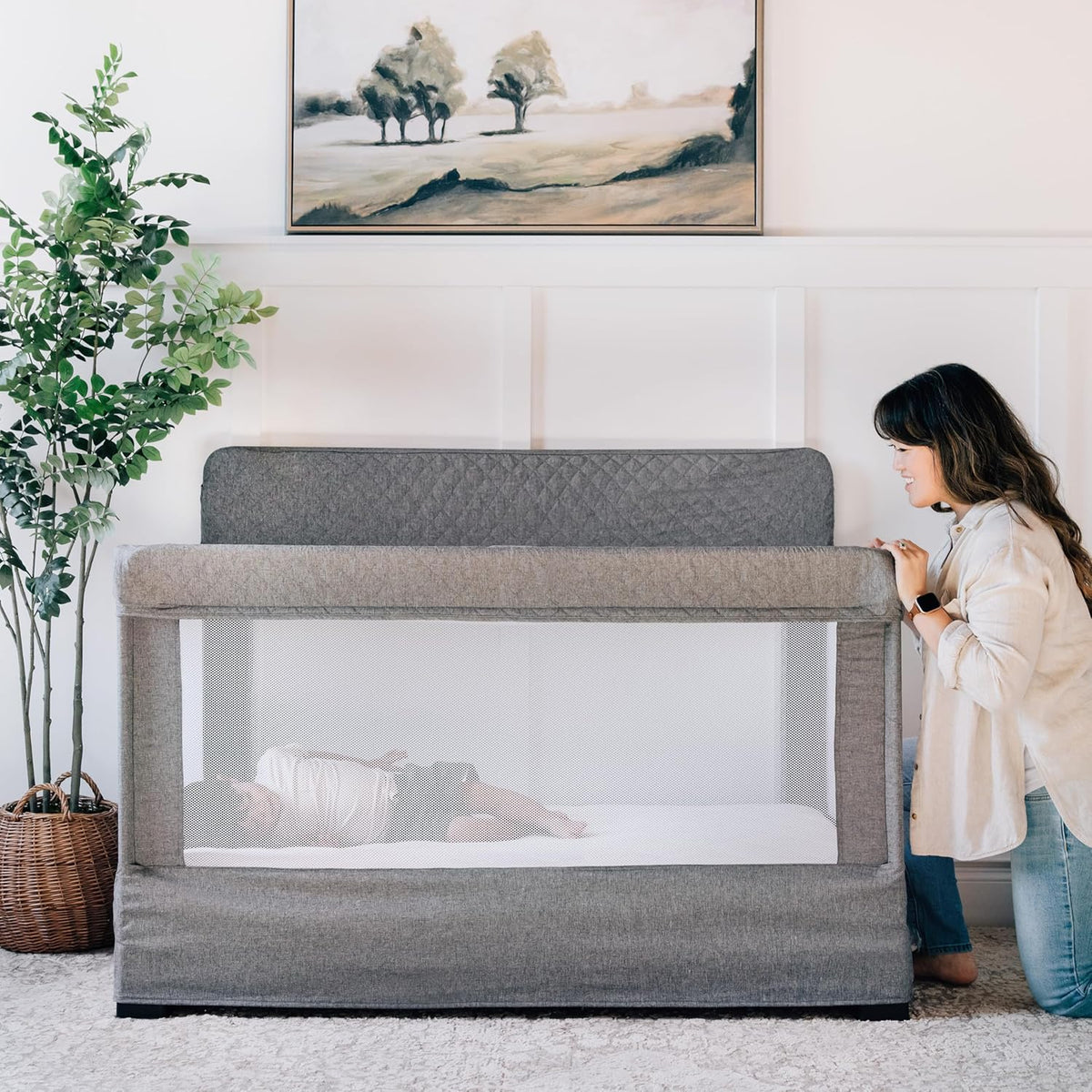 Baby Delight Lunaire Crib (Charcoal Tweed) - Kidsy