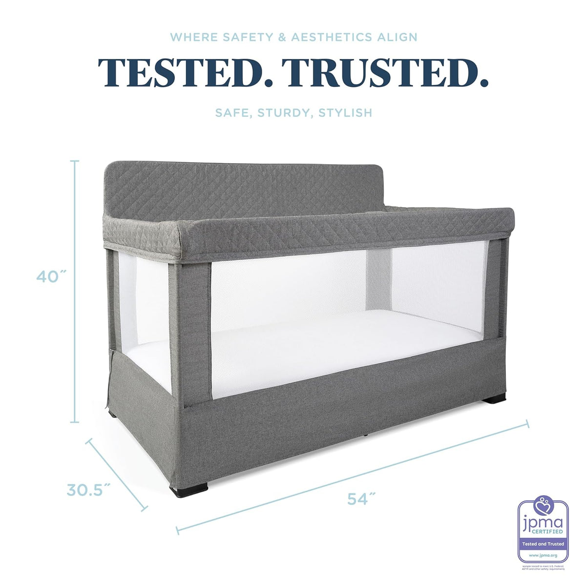 Baby Delight Lunaire Crib (Charcoal Tweed) - Kidsy