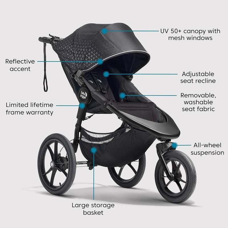 Baby Jogger Summit X3 3 - Wheel Jogging Stroller (Single, Midnight Black) - Kidsy
