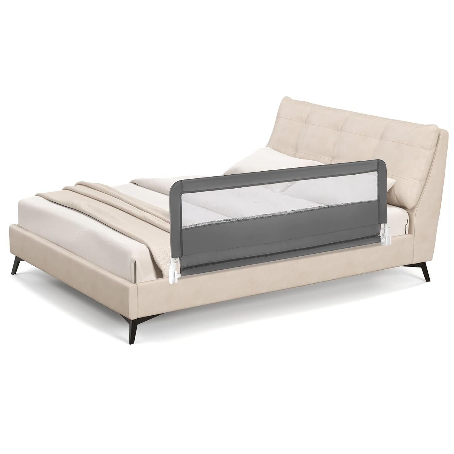 BABY JOY Swing Down Bed Rail for Toddlers, 59 Inch (Gray) - Kidsy