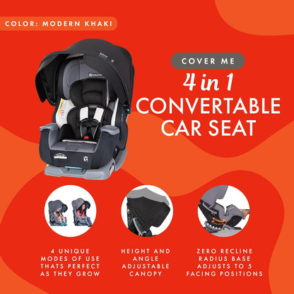 Baby Trend Cover Me 4-in-1 Infant/Toddler Convertible Car Seat (Black) - Kidsy